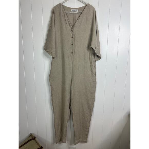 Mantaikotai Madrid 100% Linen Oversized Romper Size Medium - Picture 3 of 9